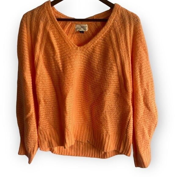 Women's Universal Thread Orange V-Neck Sweater - Picture 1 of 13